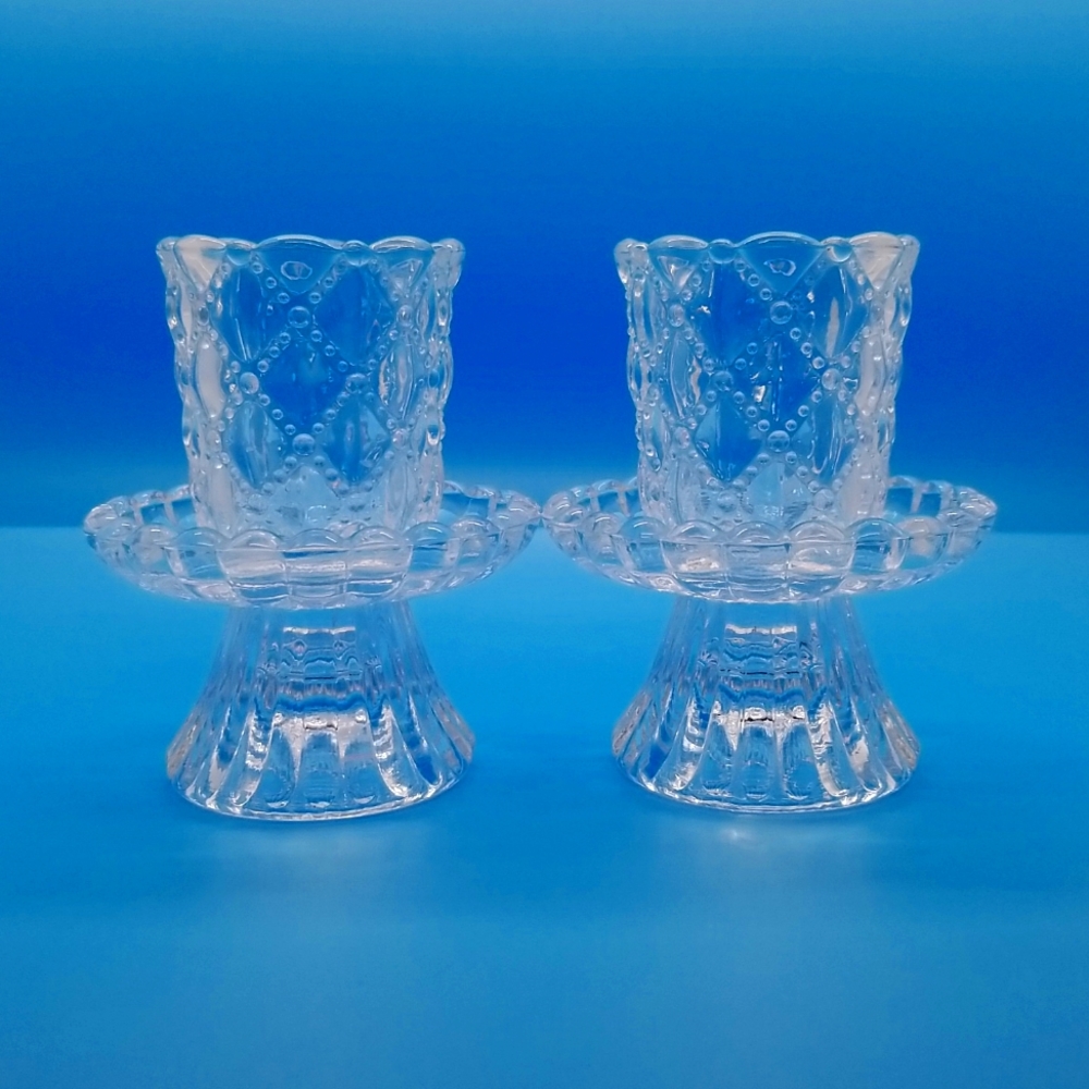 PartyLite Quilted Crystal pair candle holders